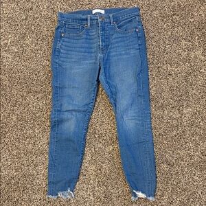 LOFT Distressed Blue Cropped Jeans